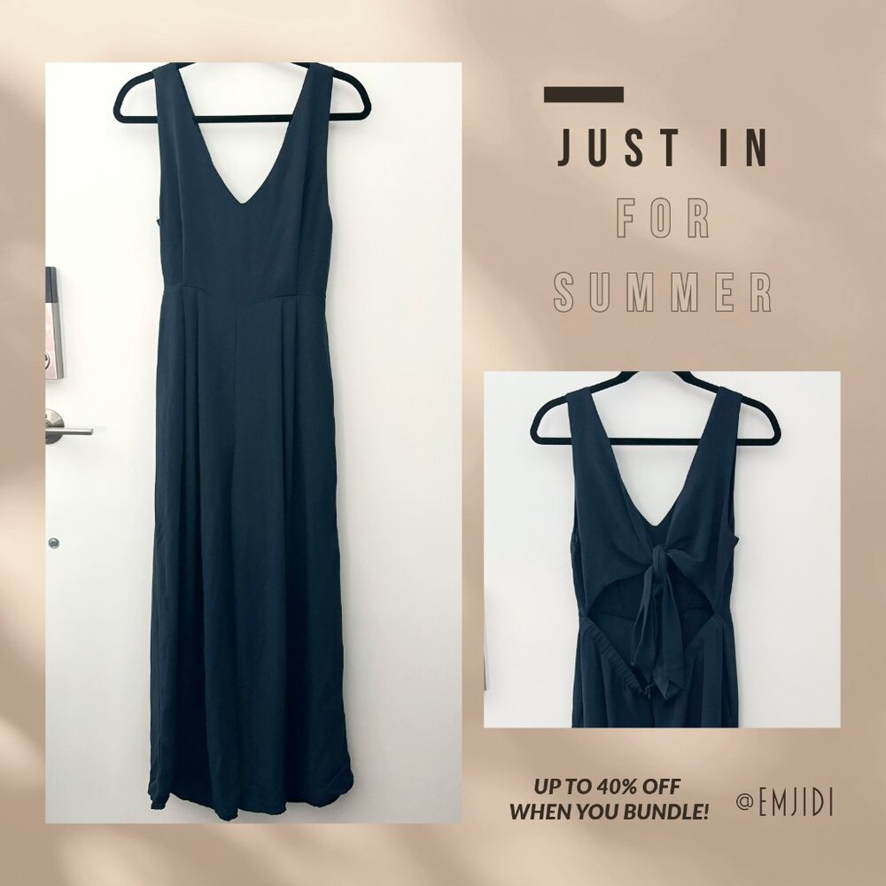 Bow Tie Open Back Lightweight Jumpsuit